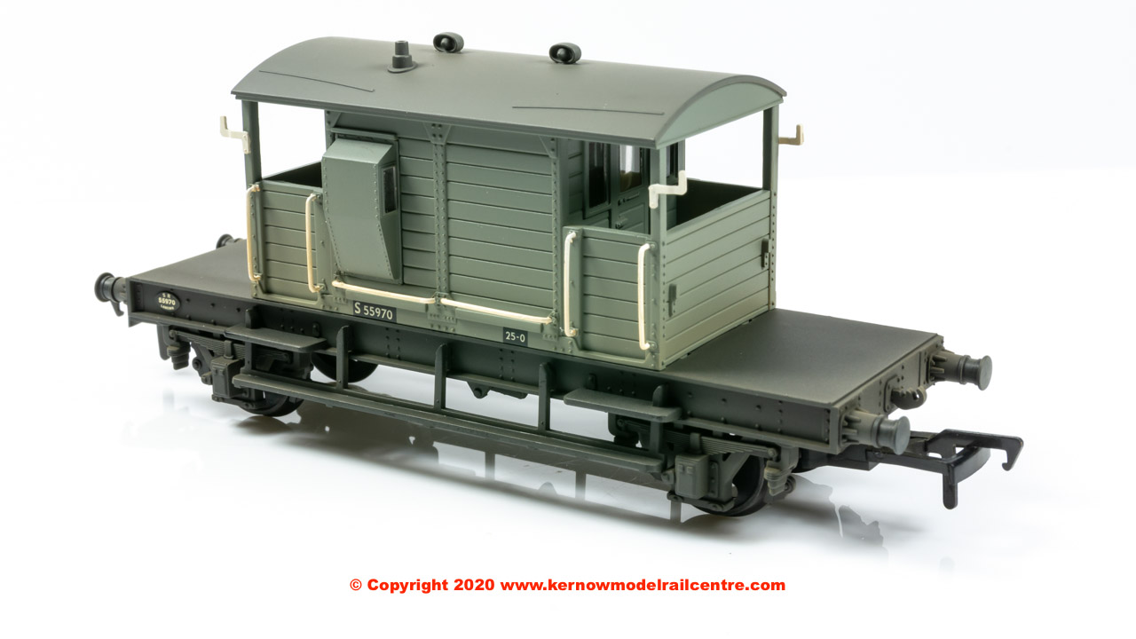 38-401B Bachmann SR 25T 'Pill Box' Brake Van Left-Hand Duckets number S55970 in BR Grey (Early) - Weathered